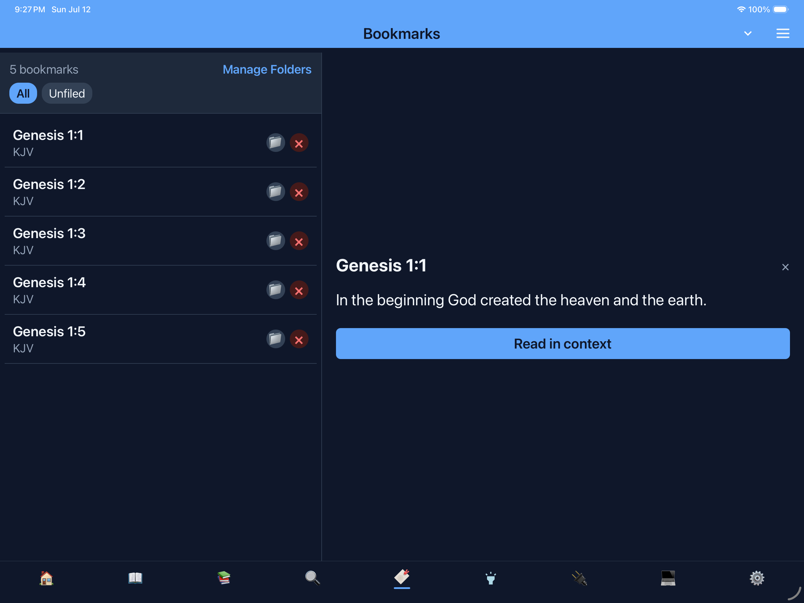 Bookmarks on iPad