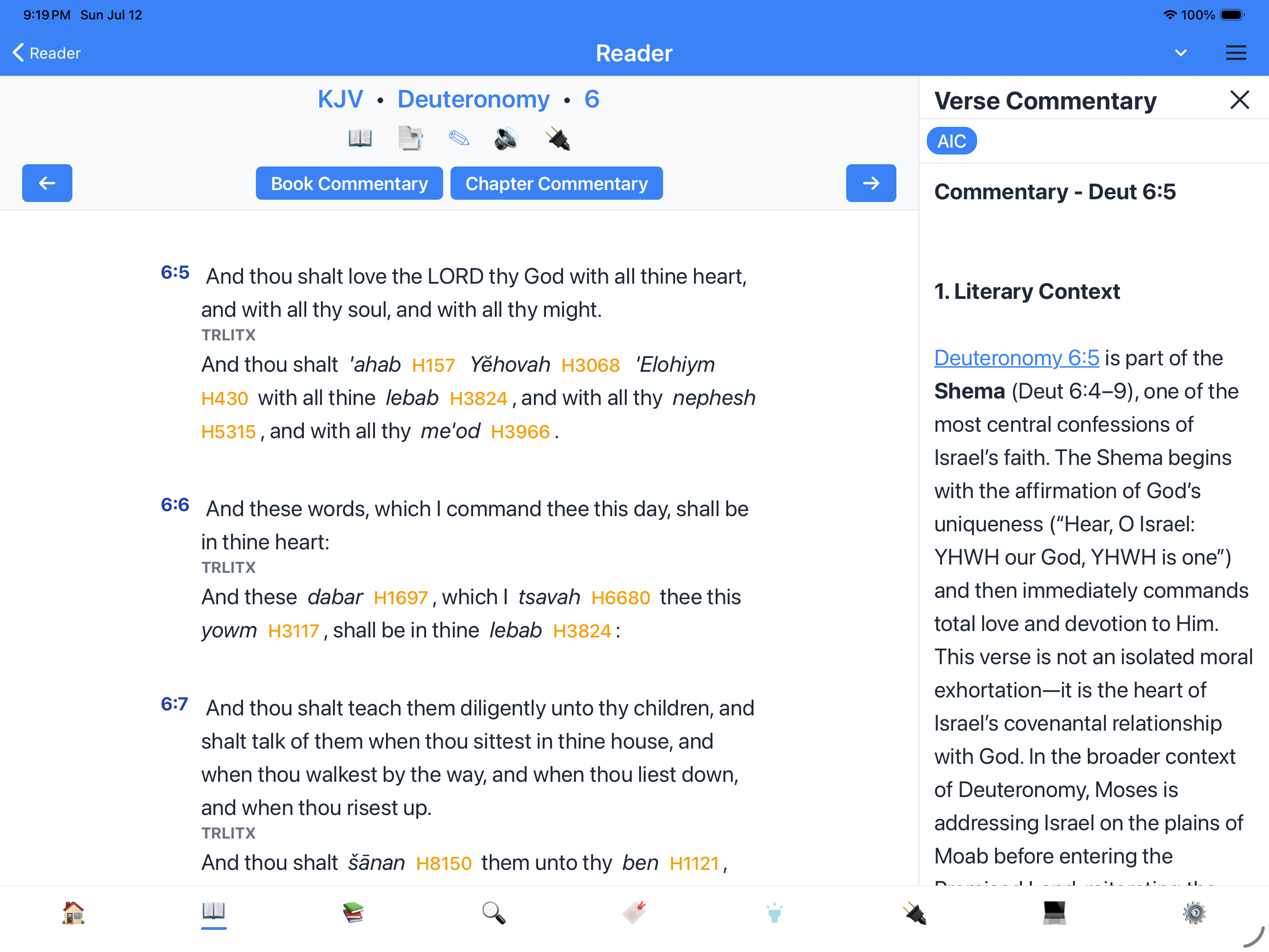 Verse commentary on iPad